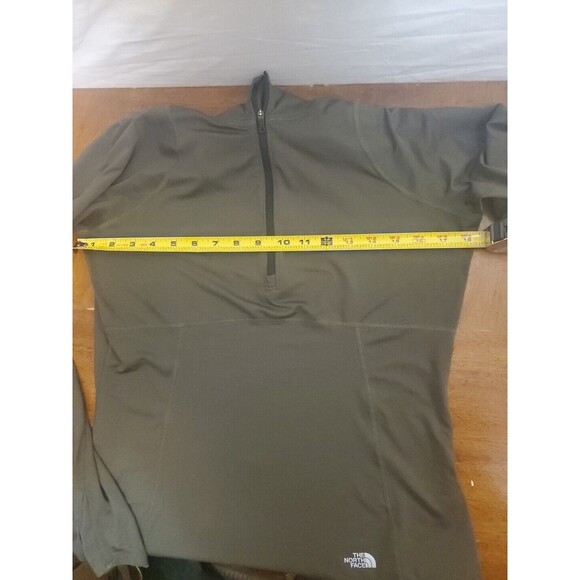 North Face Olive Green 1/4 Zip Pullover Long Sleeve Athletic Athleisure Shirt M - Picture 6 of 9